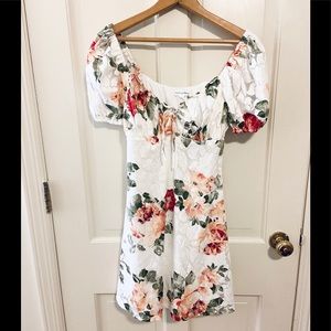 Bailey Blue floral lace off the shoulder babydoll